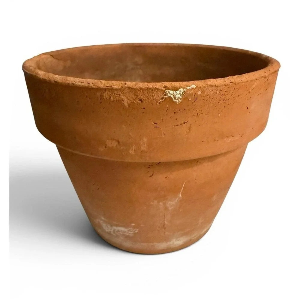 Vintage Terracotta Planter Aged Patina Clay Pot + Dish French Garden 5.5
